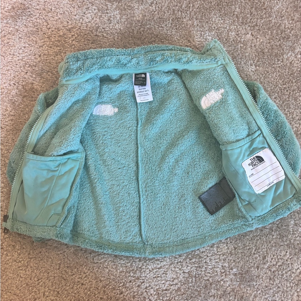 The North Face Blue Green Long Sleeve Fleece Toddler Jacket - Picture 2 of 5